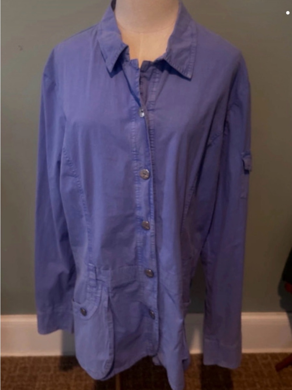 fresh produce lilac button-front utility jacket